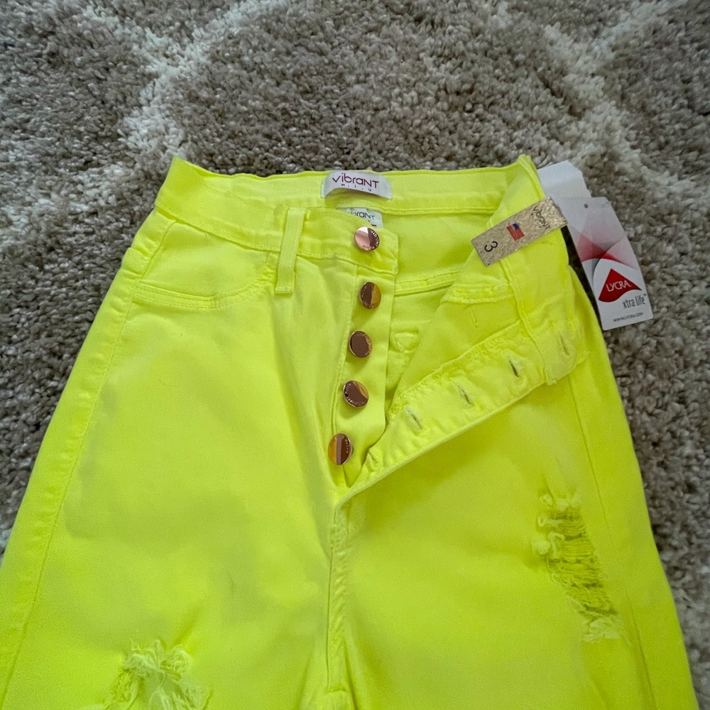 Neon Yellow Ripped Skinny Jeans